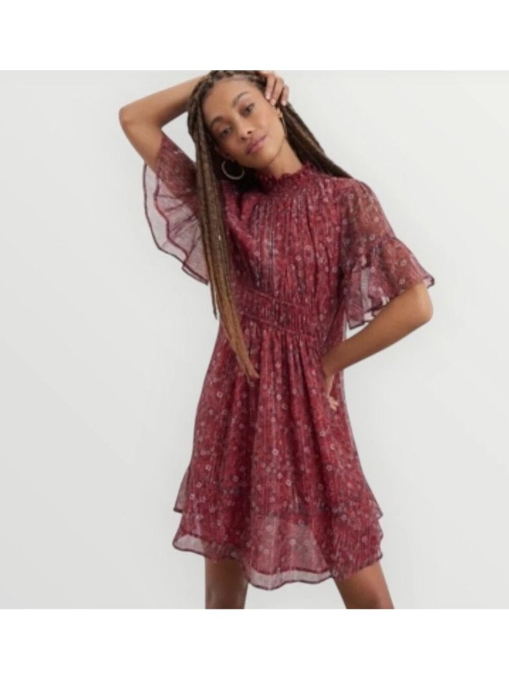 ANTHROPOLOGIE RANNA GILL franny smocked mini dress size L